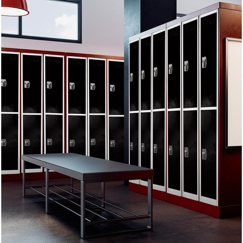 Black Steel 72" Tall Office Storage Locker with 2 Compartments