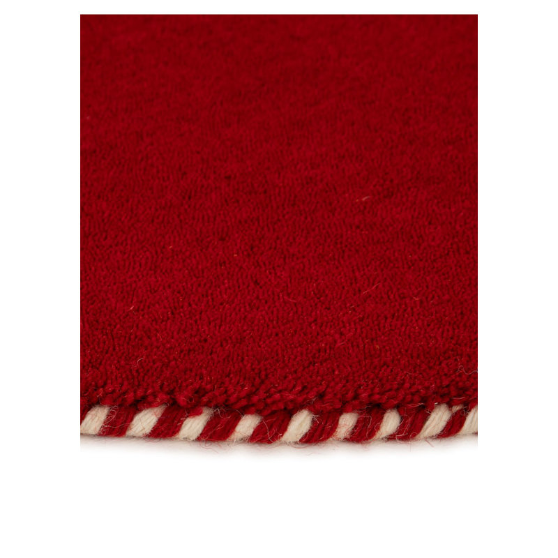 Solid Colour Wool Hand Woven Area Rug, Round 150cm, White / opaline