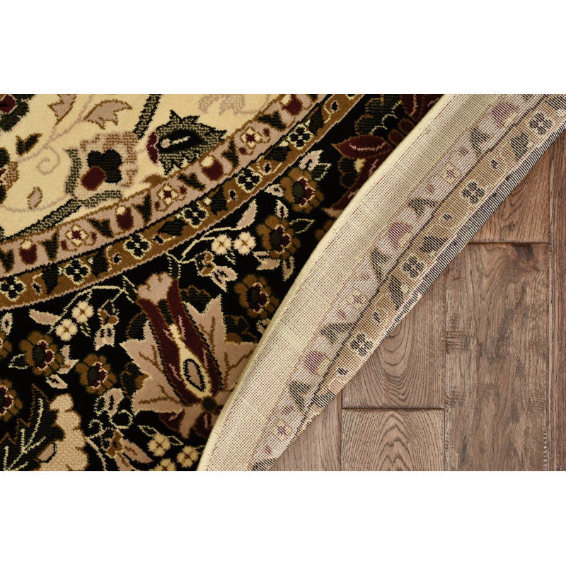 Tapis crème / vert de style oriental Lozoya, Rectangle 9 pi x 12 pi