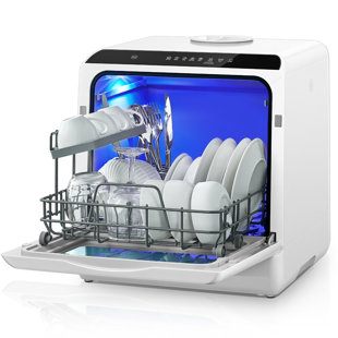 Countertop Dishwasher With Delay Start, No Hookup Needed, 5+1 Wash Programs, 360° Dual Spray, 167° High-temp Wash, 5l Built-in Tank, Portable Dishwasher For Apartments, Rvs, Small Homes