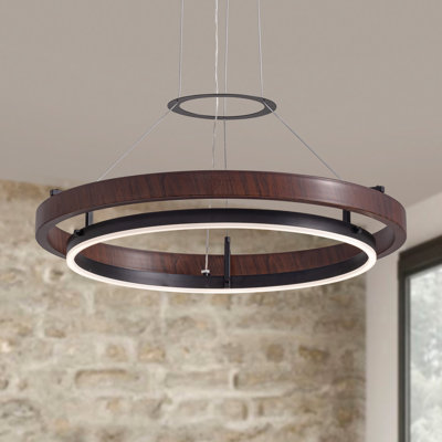 Reiser Dimmable 1-Light LED Chandelier with Remote Control, Industrial Rustic Modern Lighting