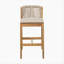 Ensemble de 2 tabourets de bar en bois de teck avec coussin beige Louie