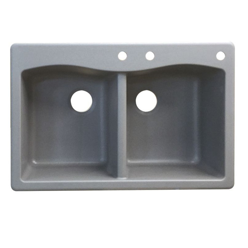 Évier de cuisine à double cuves l 33 po x l 22 po Aversa, Gris