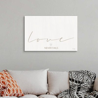 Reproduction d’art textuel sur toile, "Love Never échouent" par Jaxn Blvd