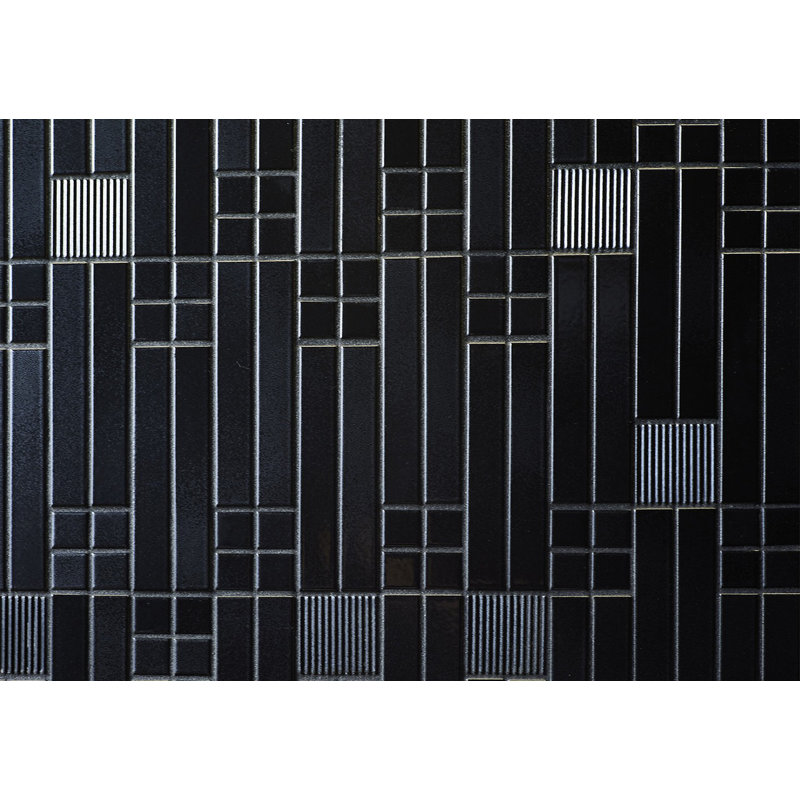 Biyusai 0.89" x 0.89" Ceramic Mosaic Wall Tile, Navy Blue, 0.89" W x 0.89" L