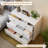White 3-tier 4-drawer Storage Cabinet  Particleboard Dresser With Brushed Gold Handles (living Room/bedroom/entryway)