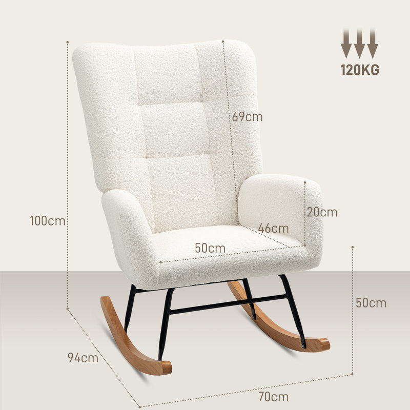 Mahalia Teddy Velvet Rocking Chair, Cream