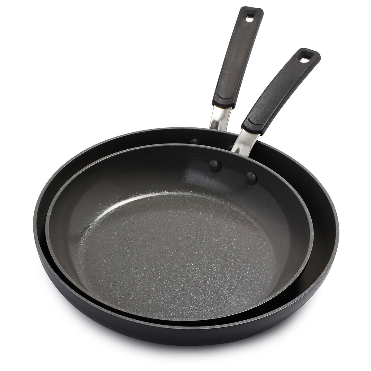 GreenPan Swift Healthy Ceramic Nonstick Saucepan Set, 1QT and 2QT without  lids, Stainless Steel Handles, Black 
