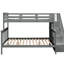 Lit superposé simple avec rangement Stairway, gris - Meuble de rangement polyvalent et moderne pour chambre à coucher-121020228