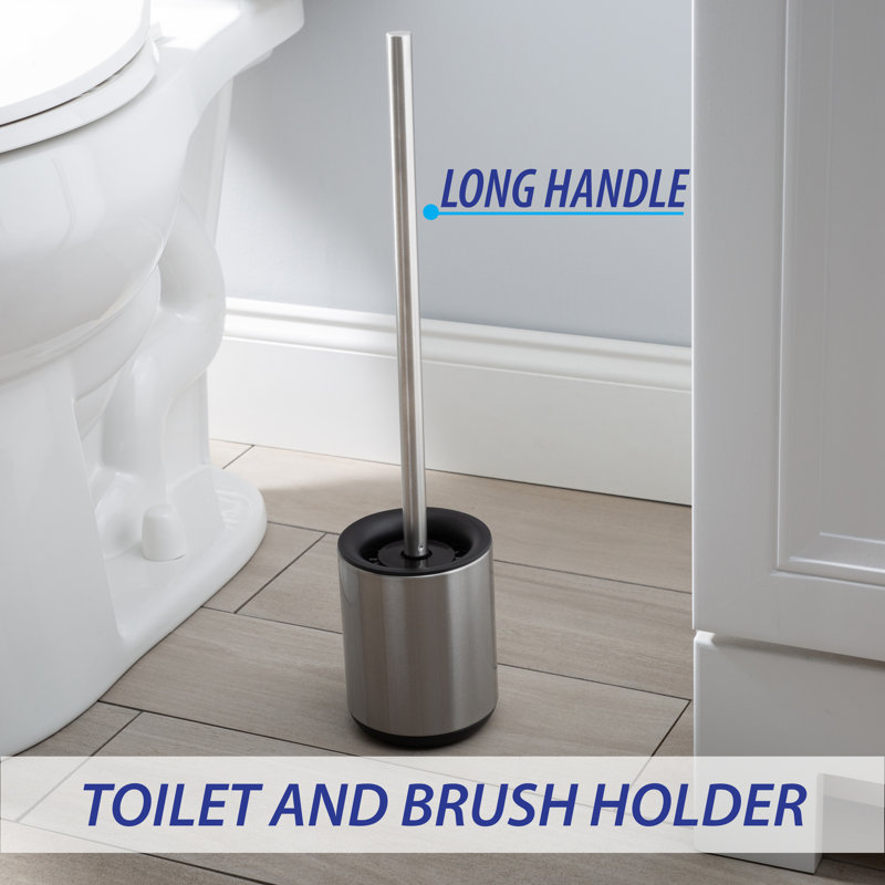 Stainless Steel Toilet Brush and Holder with Long Handle