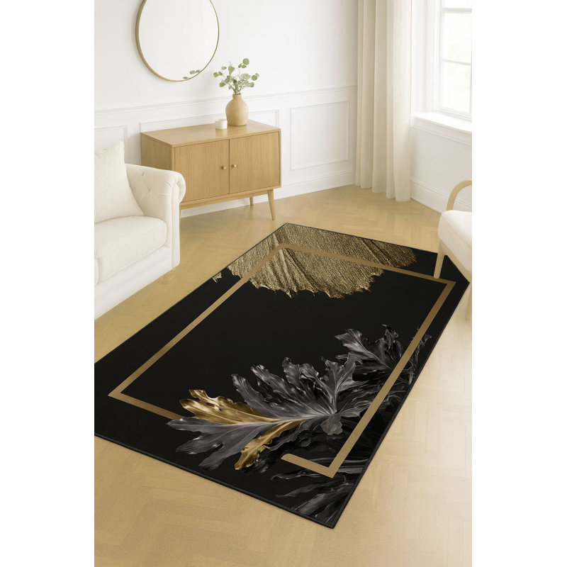 Tapis tissé doux, 100% polyester, 31,5 po x 55,1 po | 740 g / m², feutre antidérapant, lavable à la machine | Hauteur des poils courts: 0,16 po, parfait pour le salon, la chambre à coucher et la salle à manger