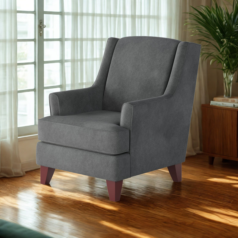 Fauteuil à oreilles l 32 po Venton, Polyester asphalte Bella