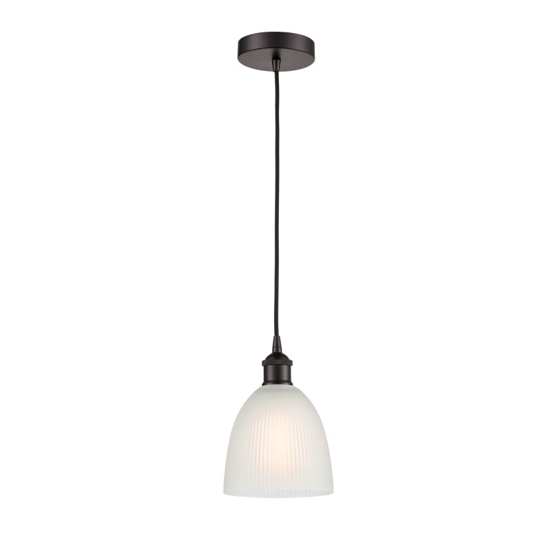 Philomene 1 - Light Single Pendant, White, Oil Rubbed Bronze