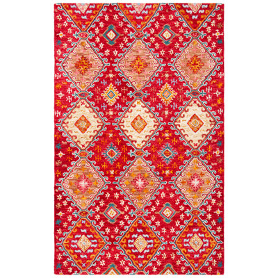 Hand Tufted Wool/Cotton Southwestern Rug in Red/Gold