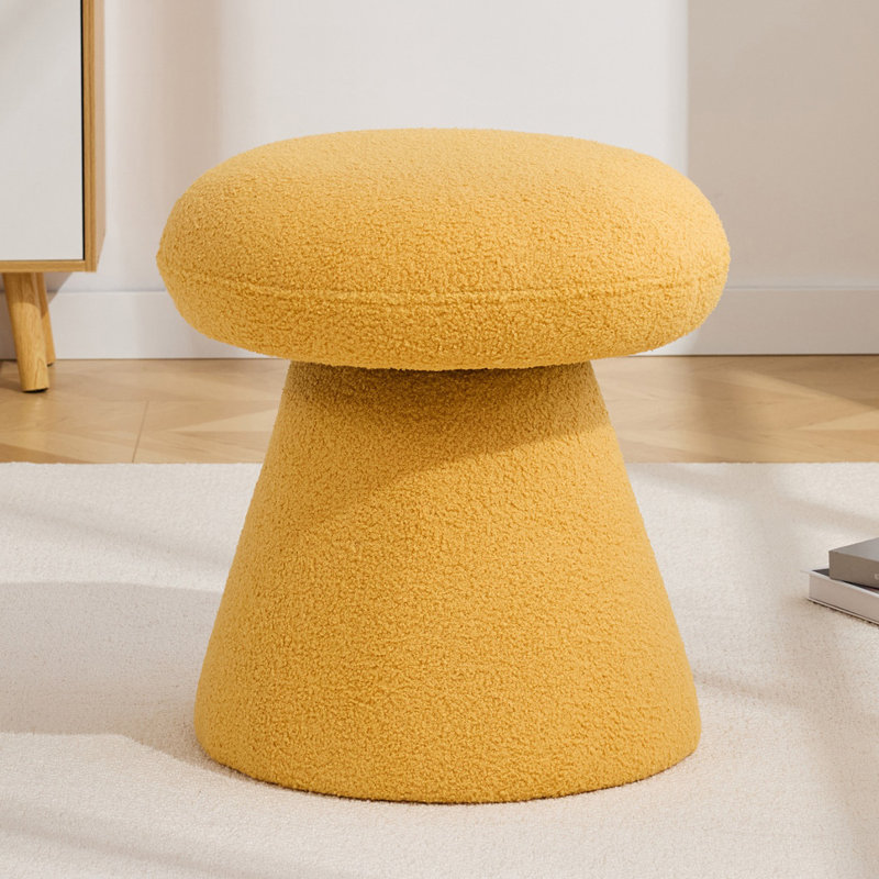 Petit repose-pieds pivotant à 360 ° en forme de champignon à rembourrage doux, tabouret de changement de chaussures, tabouret de maquillage pour coiffeuse d'une hauteur de 27 à 28 po