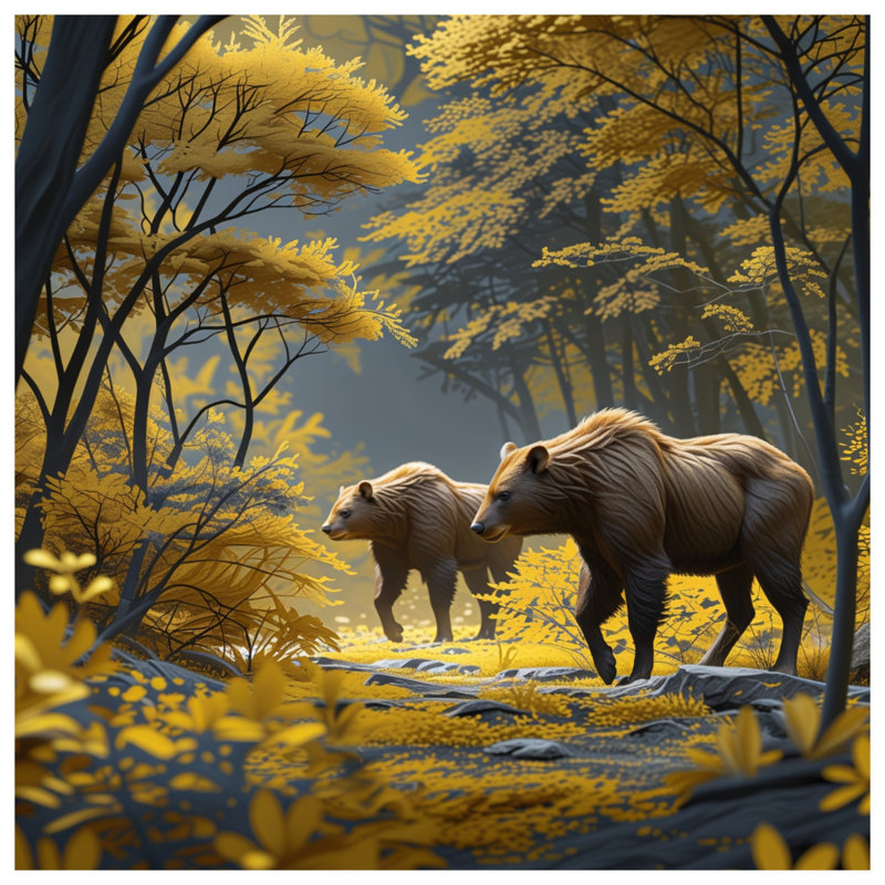 Coussins Bears In Autumn Forest, 16 po x 16 po
