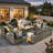Bobia 13 Piece Wicker Sofa Seating Group with Cushions and Fire Pit Table-883660725