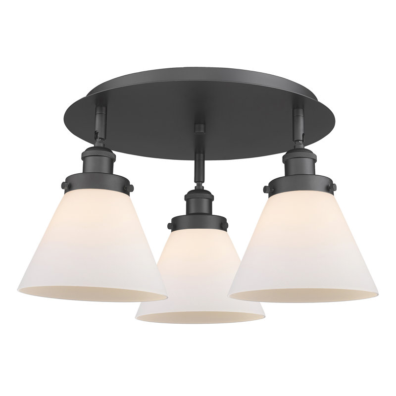 Plafonnier encastré 3 lumières Cone, Blanc mat, Noir mat