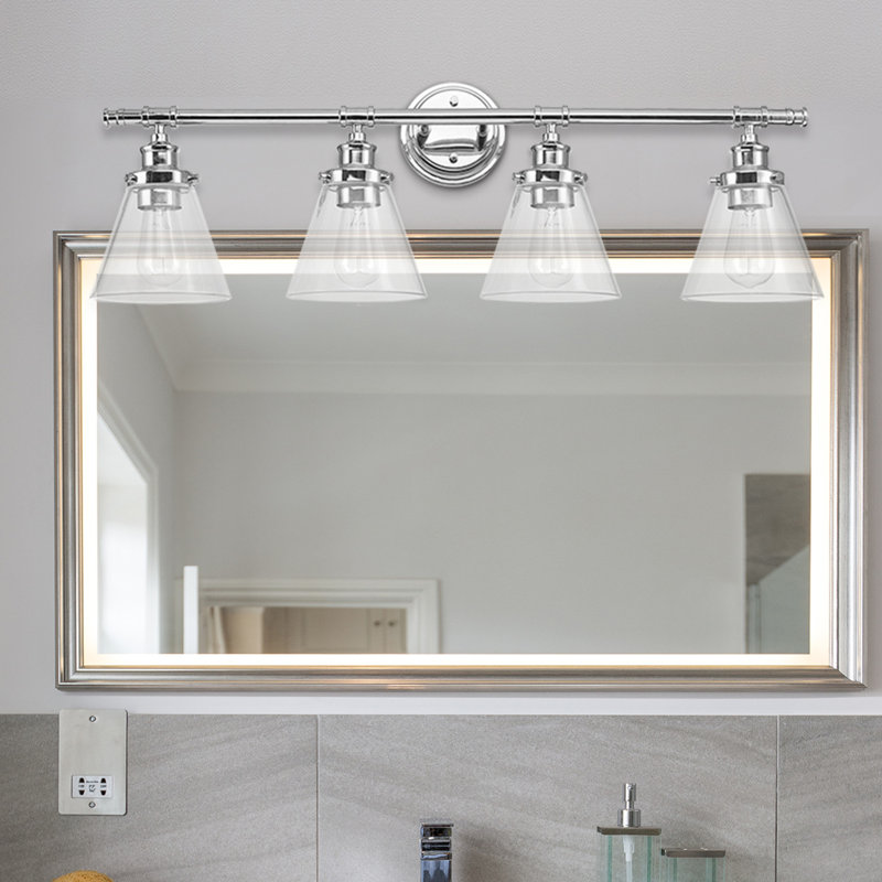 Éclairage pour salle de bain 4 lumières à intensité variable en chrome poli Thrailkill