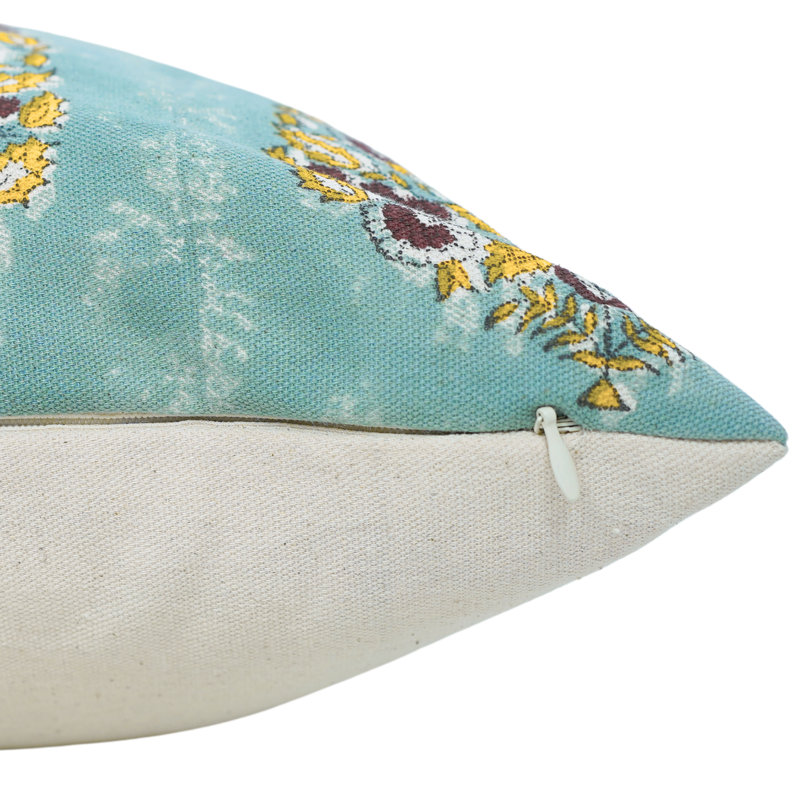 Housse de coussin en toile imprimée à la main à motif de toile de canard imprimé à la main Fab Divine Guldasta pour canapé, lit et salon