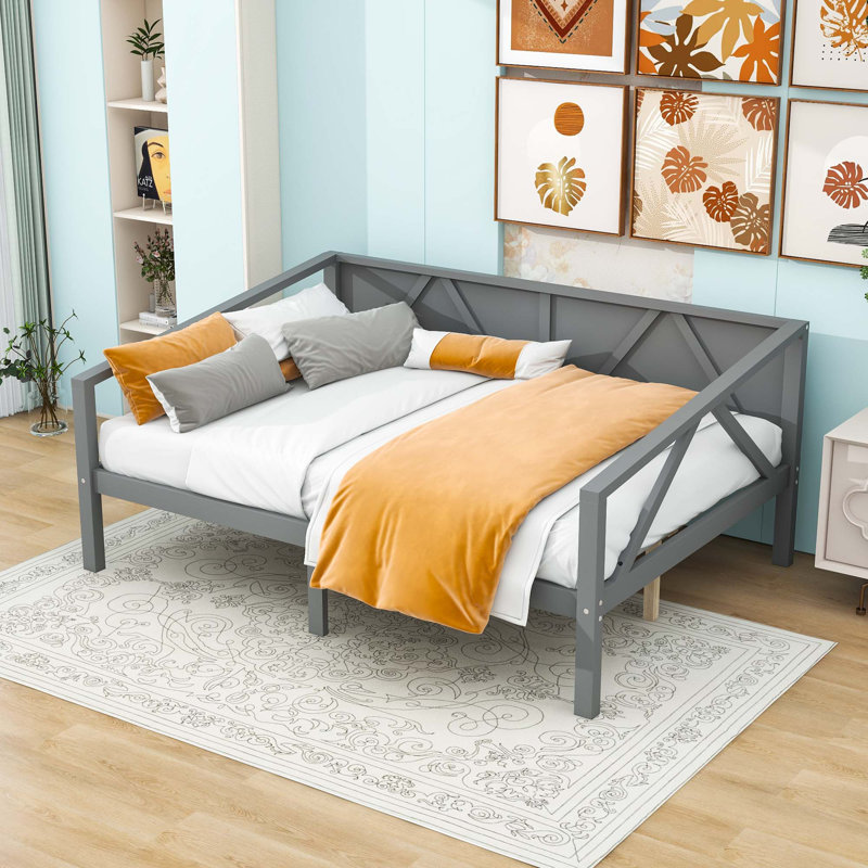 Cladinoro Wood Daybed with Slats, Full, Gray