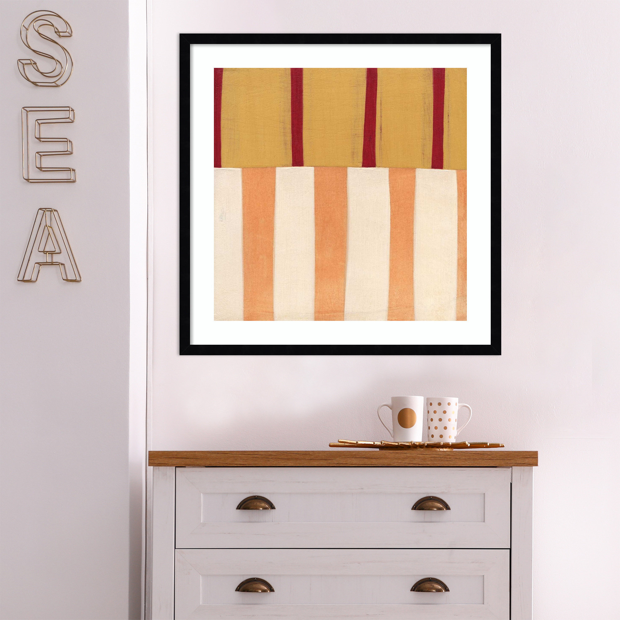 Broken Stripes 3 by Laura Nugent, 25" H x 25" W x 1" D, Black