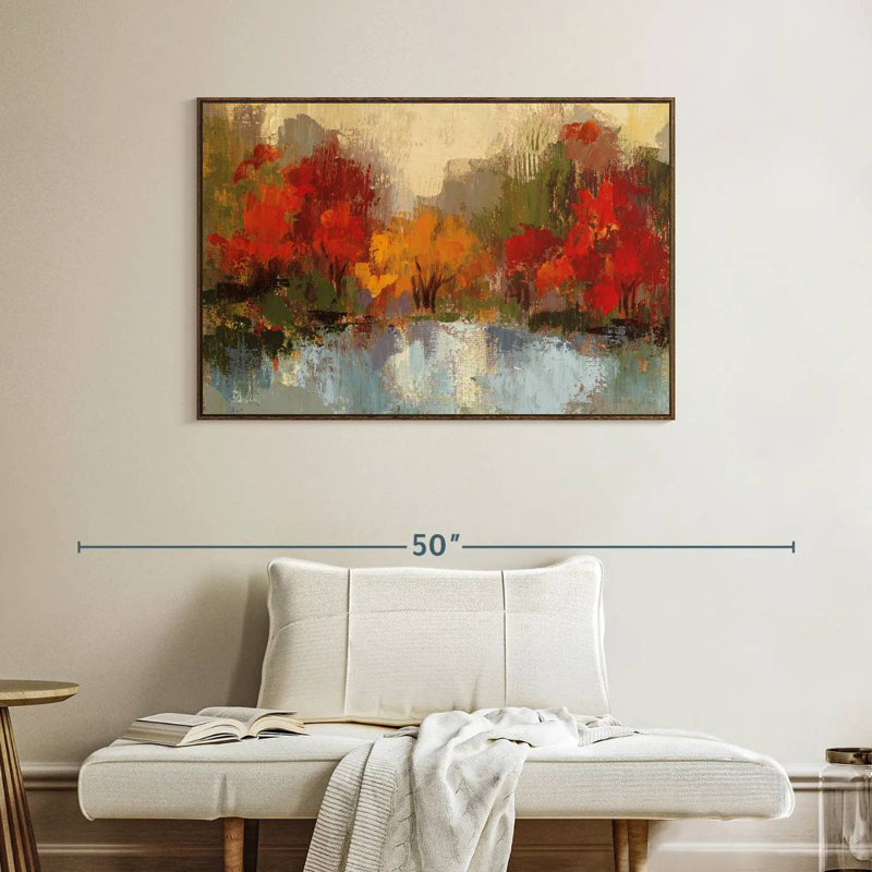 Automne Riverside I, Cadre flottant en noyer, 40 po x 27 po