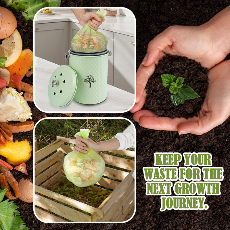 Cuisine de poubelle de compostage de comptoir Aosion, bac à compost sans odeur pour l'intérieur avec couvercle et sacs de compost