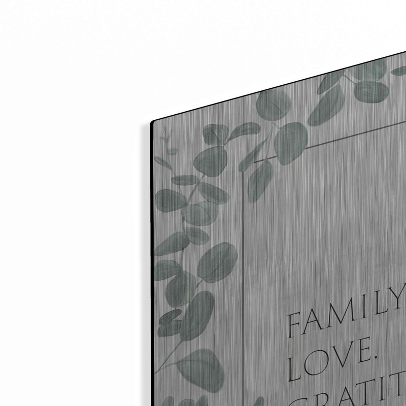 «Family Love Gratitude Eucalyptus» par Kate Sherrill, art mural en métal, H 24 po x l 24 po