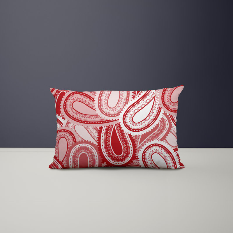 Polyester / Mélange de polyester Housse de coussin rectangulaire intérieure / extérieure lombaire et insert, Rouge