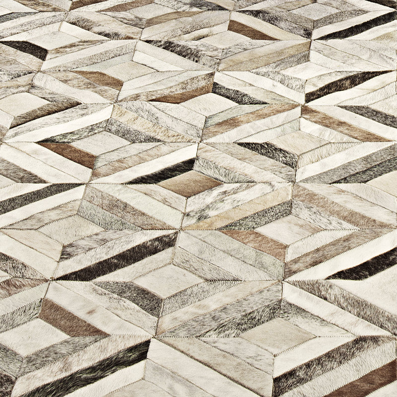 Pandora Cowhide Geometric Area Rug, Rectangle 8' x 10'