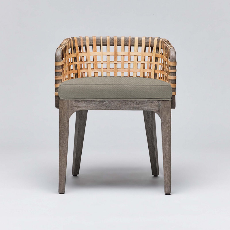 Palms Upholstered Arm Chair, Gray Ceruse, Moss Tweed