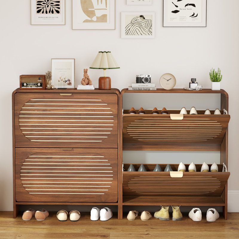 8 Pair Shoe Storage Cabinet, Walnut