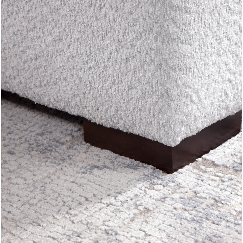 Cambria Upholstered 97'' Sofa, Snow Crypton Performance; 0884-91, Honey Finish