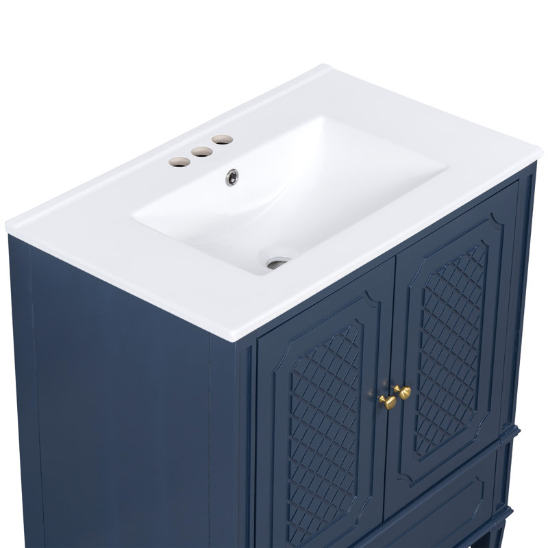 Feaman 30" Faux Wood Bathroom Vanity With Sink, Blue