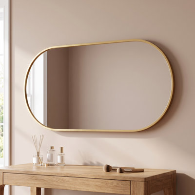 Oval Aluminum Frame Bathroom Vanity Mirror Tempered Glass Wall Mirror Modern Decorative Mirror