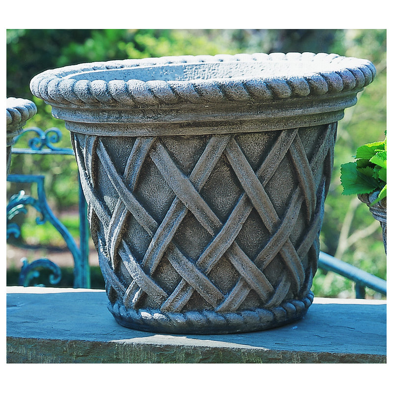 English Weave Handmade Planter, Verde, 10" H x 14" W x 14" D