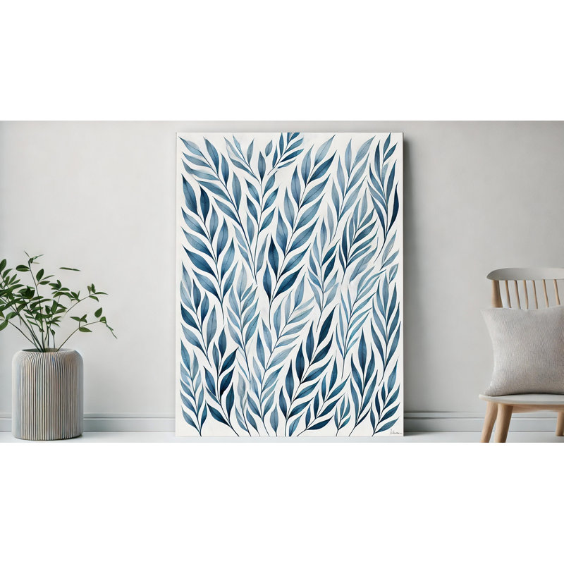 «Blue Cascading Leaves», reproduction d'art sur toile botanique, H 40 po x l 30 po