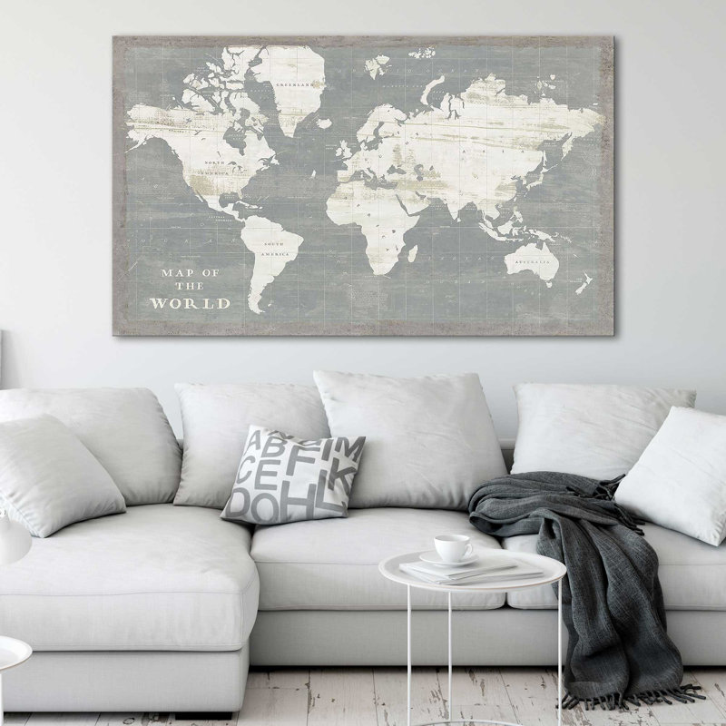 Carte du monde en ardoise par Sue Schlabach - impression, Toile tendue, H 18 po x l 30 po x P 1 po