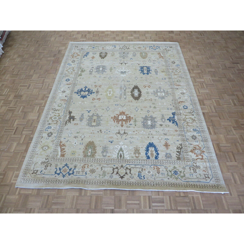 Tapis de zone en laine 9 pi 11 po x 11 pi 9 po one-of-kind à la main noué la Drumm