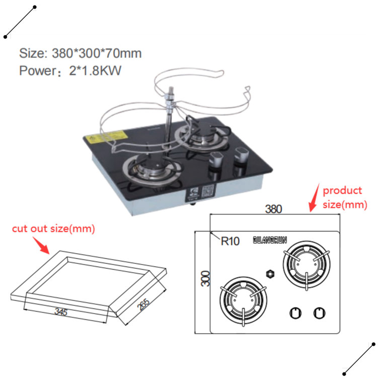 RV Gas Stove LPG Gas Hob Cooktop 2 Burners with Cover, Camper RV Stove with  Tempered Glass Lid for Boat Caravan Camper Van, Embedded Stainless LPG Gas