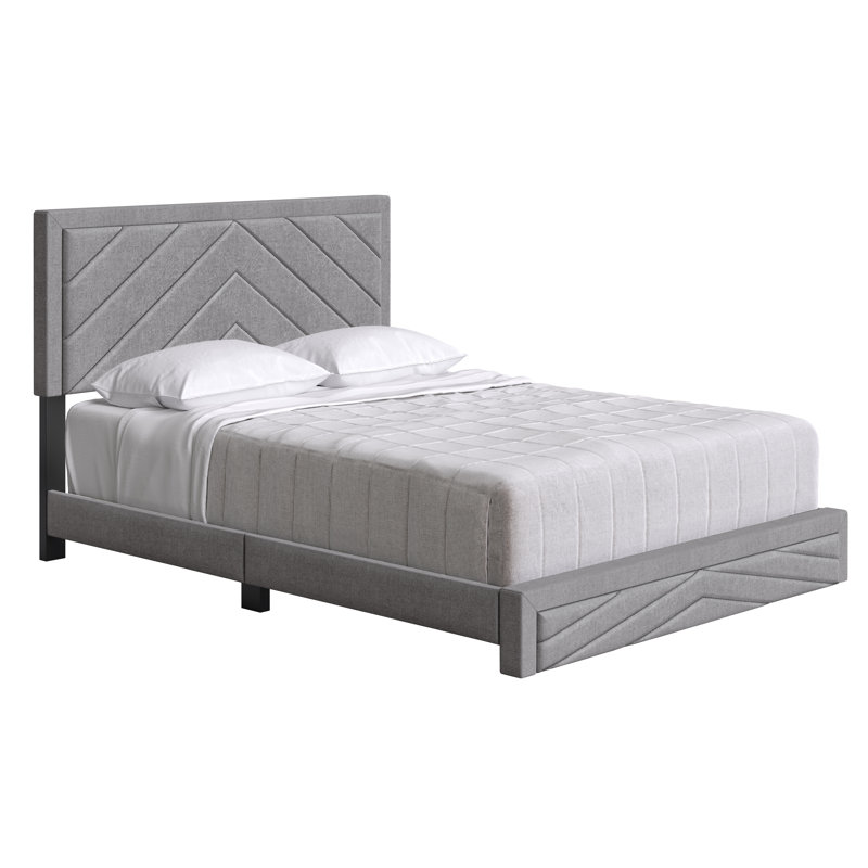 Barcelona Linen or Faux Leather Upholstered Platform Bed Frame with Adjustable Headboard, Heavy Duty Slat Support System, No Box Spring Required - Boyd Sleep