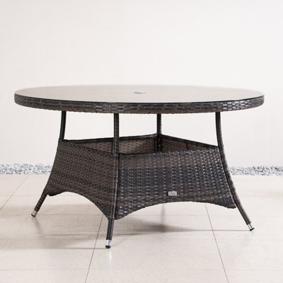 Momoyo Round Metal Outdoor Dining Table With Umbrella Hole , 53.15'' in. W 53.15'' in. D