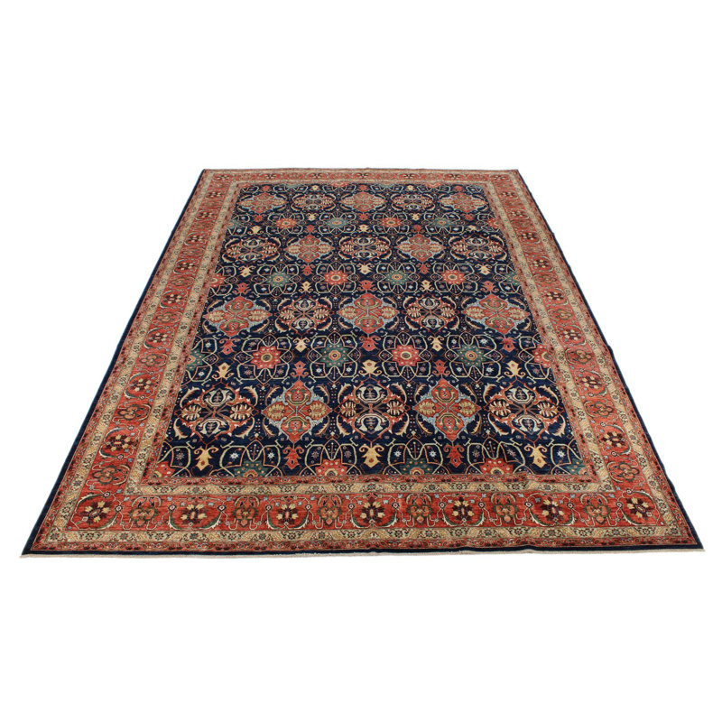 Tapis traditionnel bleu marine et rouge 10 x 14