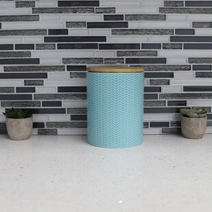 DII Teal Matte Retro Vine Texture Ceramic Canister (Set of 3)