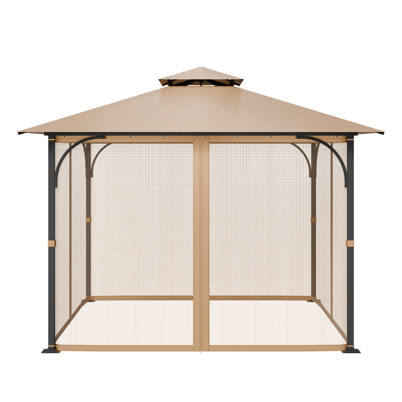 VEVOR Polyester Side Wall for Gazebo, 210.9cm H x 274cm W x 274cm D, Brown