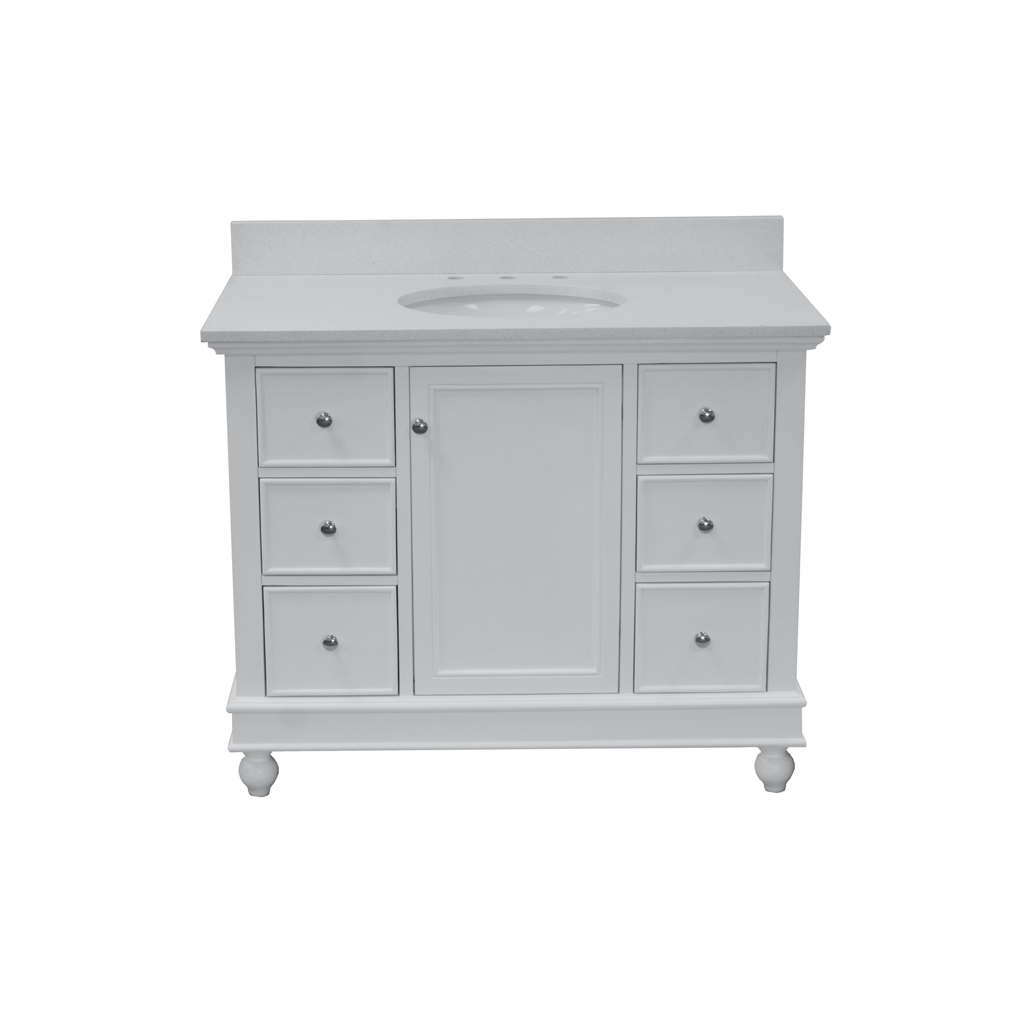 Ferdinand 42'' Single Bathroom Vanity, White, Quartz