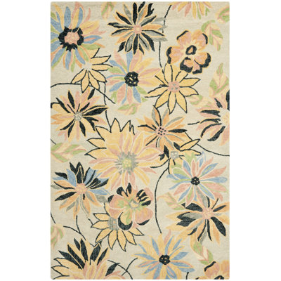 Emrick Hand Hooked Wool Floral Rug