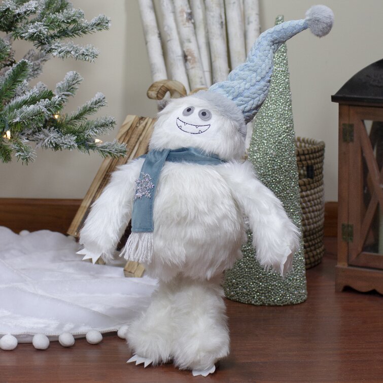 23-Inch Plush White and Blue Standing Tabletop Yeti Christmas Figure