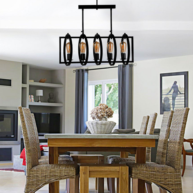 Luminaire suspendu linéaire à 5 lumières pour îlot de cuisine Krick